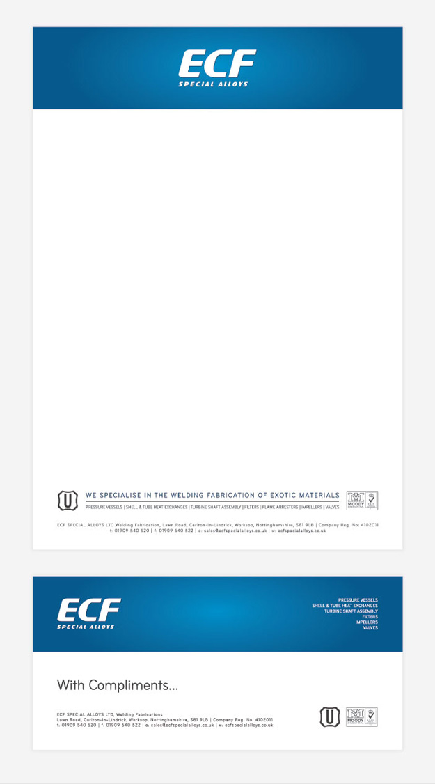 ECF letterhead and compliment slip