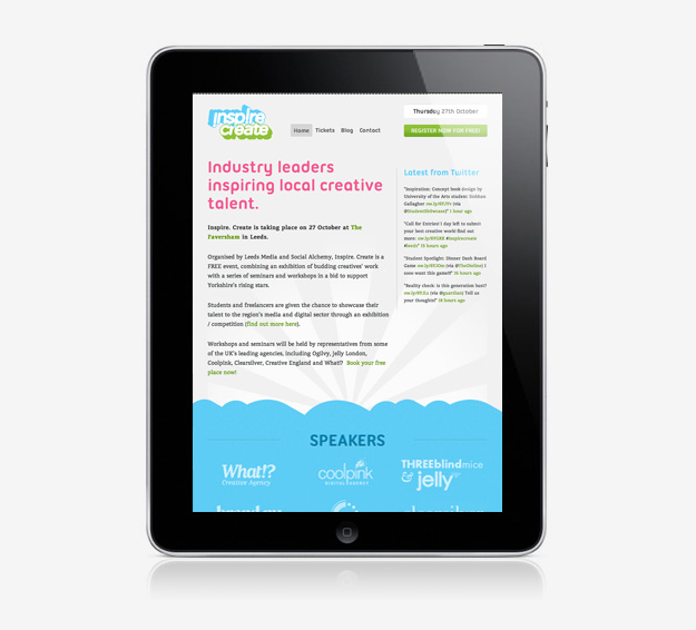 Inspire. Create. Leeds iPad Website
