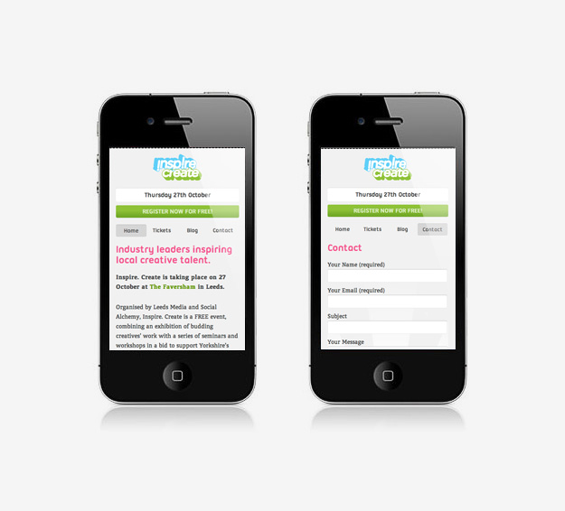 Inspire. Create. Leeds iPhone Website