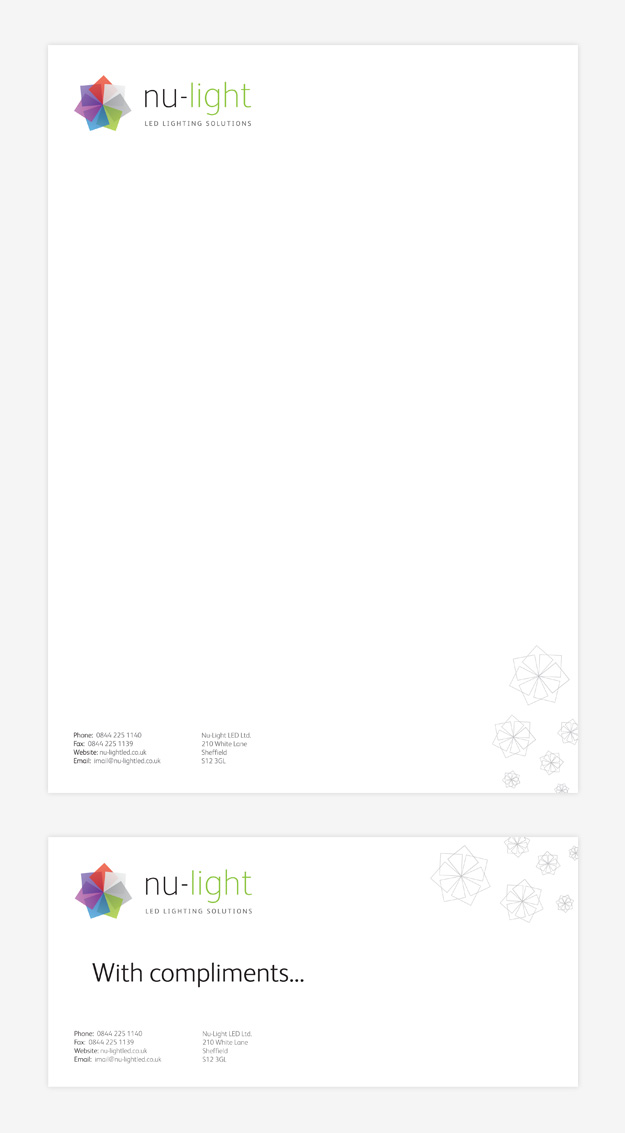 Nu-Light Letterhead and Compliment slip