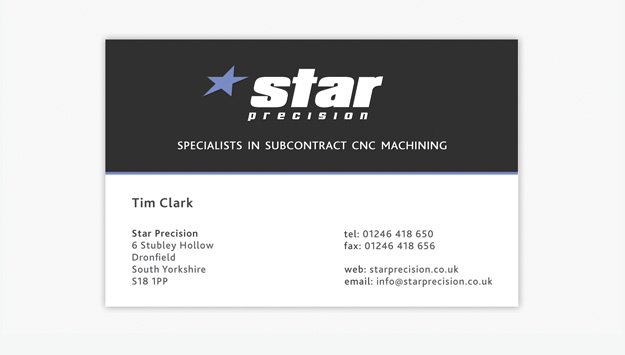 Star Precision business card